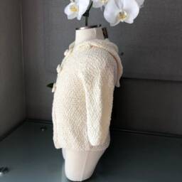 Knitted Baby Set, Blanket & Jacket, Ivory Baptism Party Wedding Ready To Ship - thumbnail 4