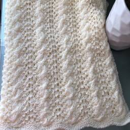 Knitted Baby Set, Blanket & Jacket, Ivory Baptism Party Wedding Ready To Ship - thumbnail 2