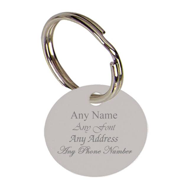 Personalised Engraved Round Pet Tag, Measures To 19mm, Silver, Great For Any