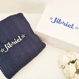 Personalised Baby Blanket & Box Set - Embroidery Cable Knit Wrap