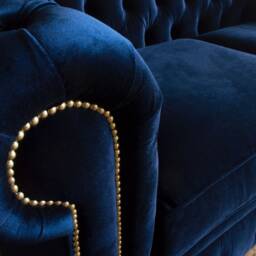 3 Seater Navy Blue Velvet Chesterfield Sofa, Settee, Couch, British Handmade - thumbnail 3