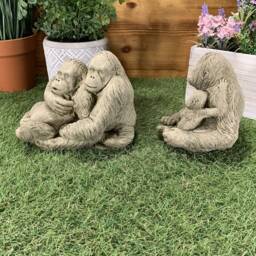 stone Garden Orangutan Loving Couple & Baby Cute Gift Ornament - thumbnail 3