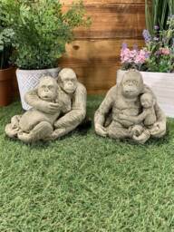 stone Garden Orangutan Loving Couple & Baby Cute Gift Ornament - thumbnail 1