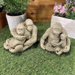 stone Garden Orangutan Loving Couple & Baby Cute Gift Ornament - thumbnail 2