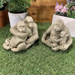 stone Garden Orangutan Loving Couple & Baby Cute Gift Ornament - thumbnail 4