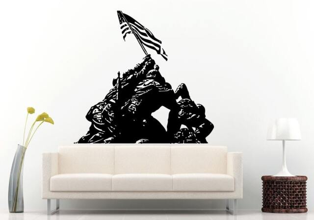 American Soldier Army Marine Trooper Support Our Troops Patriotic Symbol Usa Flag Hero Wall Decal Vinyl Sticker Mural Room Decor L1251 - image 1