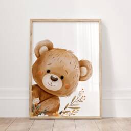 Teddy Bear Nursery Prints Playful Peek-A-Boo Decor - Set Of 3 - thumbnail 2