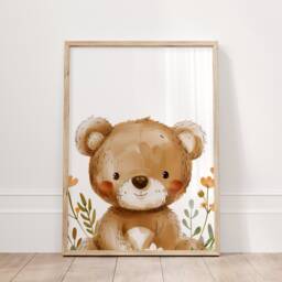 Teddy Bear Nursery Prints Playful Peek-A-Boo Decor - Set Of 3 - thumbnail 3