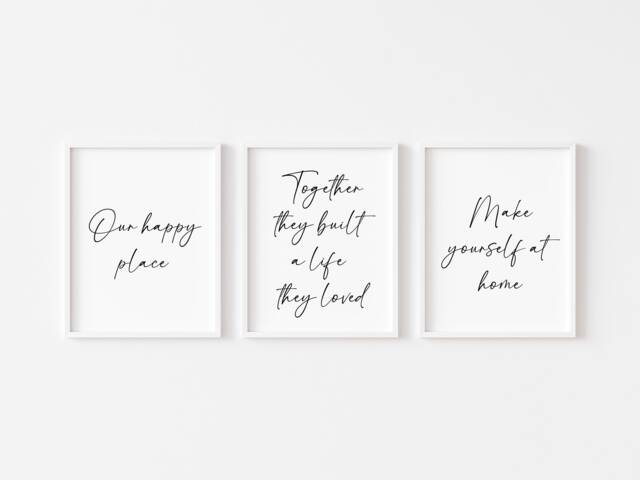 Home Prints Set Of 3, Our Happy Place Together Unframed Wall Art - image 1