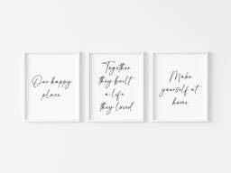 Home Prints Set Of 3, Our Happy Place Together Unframed Wall Art - thumbnail 1