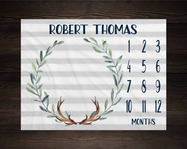 Baby Milestone Blanket Month Growth Tracker Fleece Shower Newborn Gift Minky Boy Neutral Nursery - image 1
