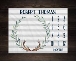Baby Milestone Blanket Month Growth Tracker Fleece Shower Newborn Gift Minky Boy Neutral Nursery - thumbnail 1