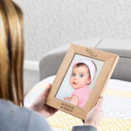New Baby Gift - Welcome To The World Photo Frame Oak Picture Christening Girl Boy Lc200 - thumbnail 2