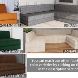 Triple Floor Cushion Couch - Modular Sofa Bed, 100 Colors - thumbnail 2
