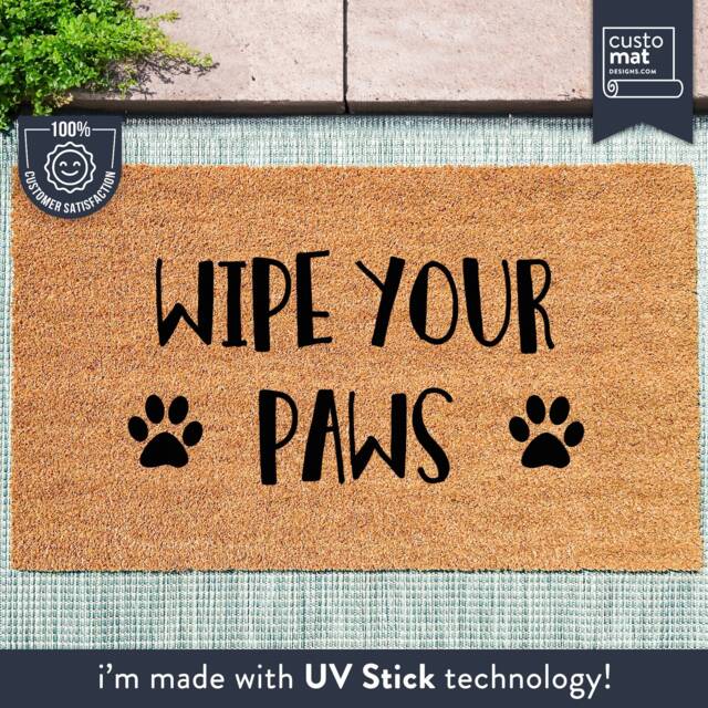 Bold Wipe Your Paws - Dog/Cat Paw Print Doormat Cute Pet Animal Lover Gift Family Doormats - image 1
