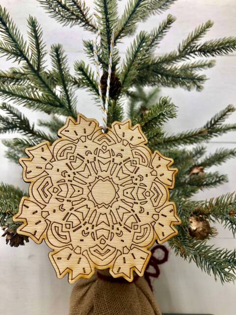 Boho Christmas Ornament, Style Wooden Decor, Natural Wood Bohemian Home Tree Holiday Decoration