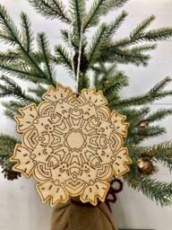 Boho Christmas Ornament, Style Wooden Decor, Natural Wood Bohemian Home Tree Holiday Decoration