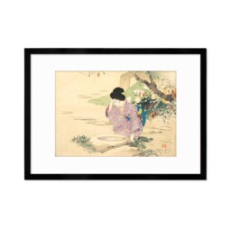 Japanese Woman Bijin Art Print Poster Woodblock Ukiyo-E Kuchi-E Kajita Hanko Framed Mounted Wall Geisha Maiko Kimono Elegant Landscape A3 A2 - thumbnail 3