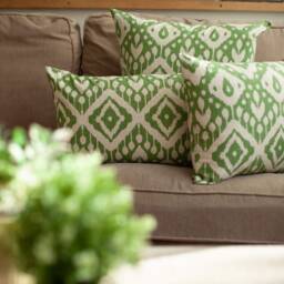Moroccan Kilim Print Extra-Large Cushion in Forest Green. Traditional Geometric Design Of Turkish Style Diamonds. 23X23 - thumbnail 3
