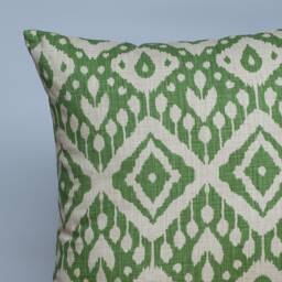 Moroccan Kilim Print Extra-Large Cushion in Forest Green. Traditional Geometric Design Of Turkish Style Diamonds. 23X23 - thumbnail 2