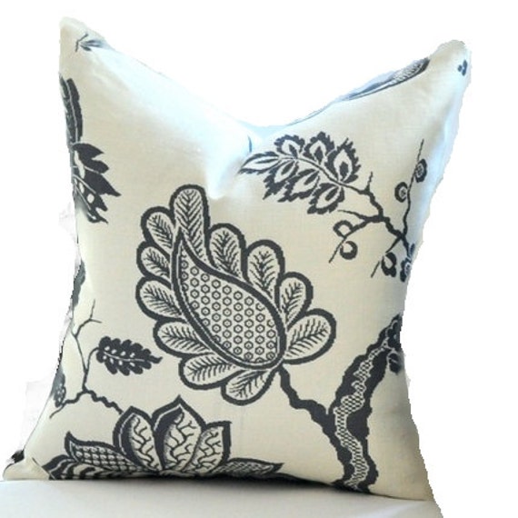 Bali Vine in Charcoal- This Listing Is For One Pillow - Front & Back - image 1