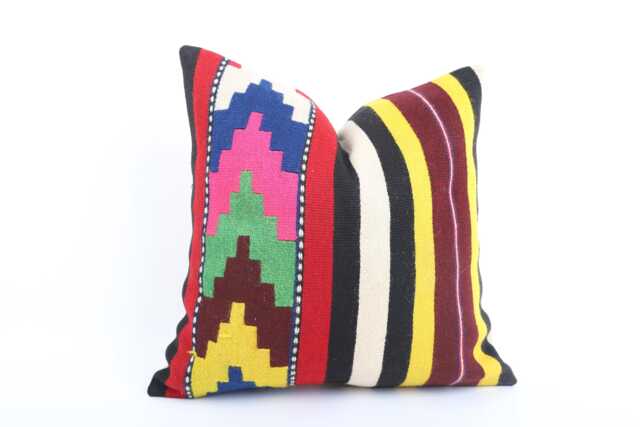 Vintage Turkish Kilim Pillow Cover Bohemian Cushion, 18''x18'' - image 1
