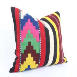 Vintage Turkish Kilim Pillow Cover Bohemian Cushion, 18''x18'' - thumbnail 3