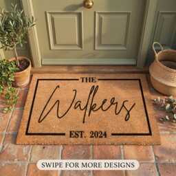 Personalized Doormat, Custom Family Name Welcome Mat, Last Coir Door Housewarming Gift, Wedding Closing Gift For New Home - thumbnail 1