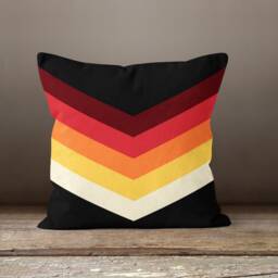 Abstract Geometric Pillow Case/Rustic Cozy Home Decoration Cushion Cover/Black Red Yellow Pillowtop/Cat Decorative Cushion/Housewarming Gift - thumbnail 2