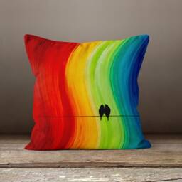 Abstract Geometric Pillow Case/Rustic Cozy Home Decoration Cushion Cover/Black Red Yellow Pillowtop/Cat Decorative Cushion/Housewarming Gift - thumbnail 3