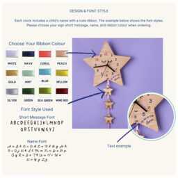 Sleeping Star Children's Personalised Oak Wood Clock With Rainbow Numbers - thumbnail 3