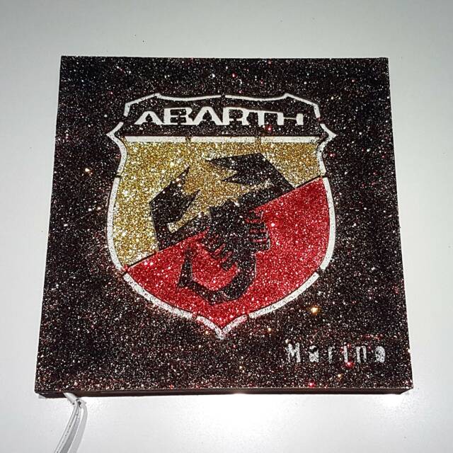 Abarth Wood Lamp. Symbol. Led Lamp, Glitter, Hang Or Lean - image 1