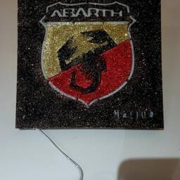 Abarth Wood Lamp. Symbol. Led Lamp, Glitter, Hang Or Lean - thumbnail 3