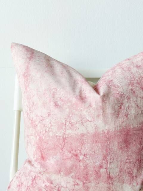 Block Print Pillow Cover Indian Batik Textile, Boho Farmhouse Decor - 20x20 - image 1