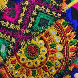 Indian Patchwork Cushion Cover Handmade Pom Hand Sewed 16 - thumbnail 4