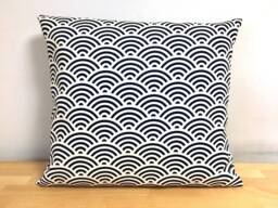 19 X Inches Navy Blue Wave Pillow Cover, Japanese Fabric Case, Bed Throw Tribal Pillow, Bohemian Decor - thumbnail 1