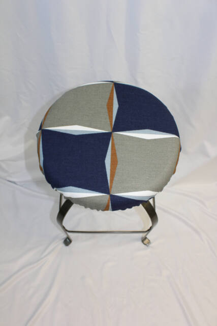 Mid Century Modern Bar Stool Cover Navy Gray Geometric, Elasticized - image 1