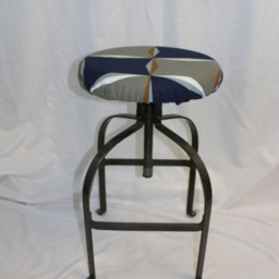 Mid Century Modern Bar Stool Cover Navy Gray Geometric, Elasticized - thumbnail 4