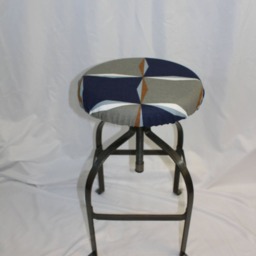 Mid Century Modern Bar Stool Cover Navy Gray Geometric, Elasticized - thumbnail 3