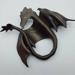 Mini Leather Dragon Wall Hanging And/Or Costume Piece 5 Inch Wingspan - On Sale For Old Stock These Available Now - thumbnail 4