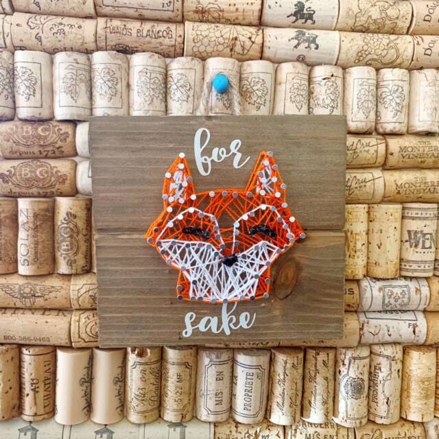 For Fox Sake String Art - Animal Puns Art, Woodland Creatures Home Decor, Funny Fox Pun Wall Hanging - image 1