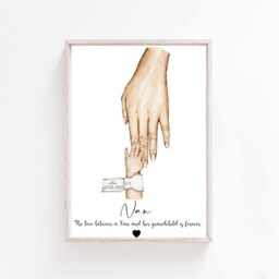 Personalised Nan Print, Family Hands Print, Nan & Grandchildren Print, Mothers Day Gift, Mothers Gift For Nan, Gift Grandma - thumbnail 1