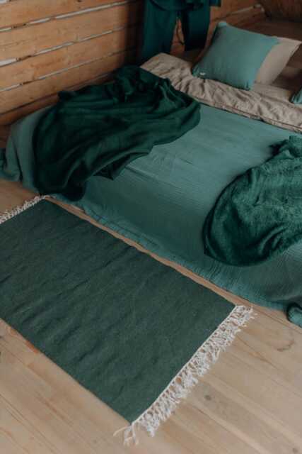 Green Bedroom Rug - Handmade Stair Way Rug, Handcrafted Rugs, Natural Wool Runner Rug Premium Quality Stairs Runner, Mom Gift Idea - image 1