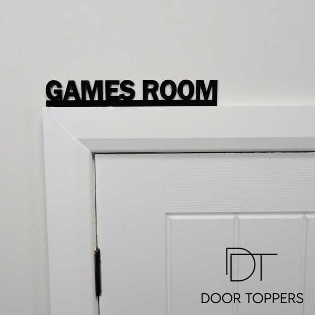 Games Room Door Topper - Black Acrylic Gaming Room Sign Entertainment Space Over Decor Gamer Birthday Or Housewarming Gift - image 1