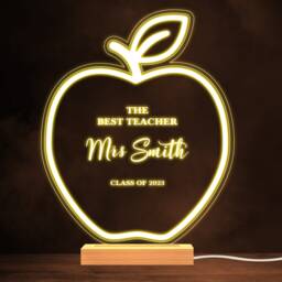 The Best Teacher Apple Thank You Class Of Personalised Warm White Night Light - Gift Bedroom Lamp - thumbnail 1