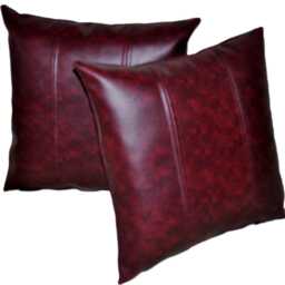 "2 Oxblood Stripe Faux Leather Cushions 16"" 18"" 20" - thumbnail 3