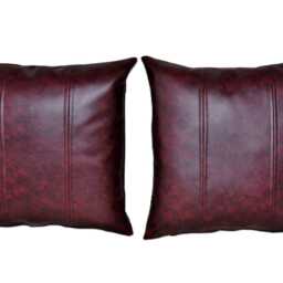 "2 Oxblood Stripe Faux Leather Cushions 16"" 18"" 20" - thumbnail 2