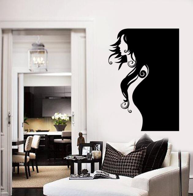 Wall Vinyl Decal Beautiful Woman Wavy Hair Style Beauty Salon Modern Pop Art Decor - #2404Dn - image 1