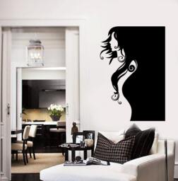 Wall Vinyl Decal Beautiful Woman Wavy Hair Style Beauty Salon Modern Pop Art Decor - #2404Dn - thumbnail 1