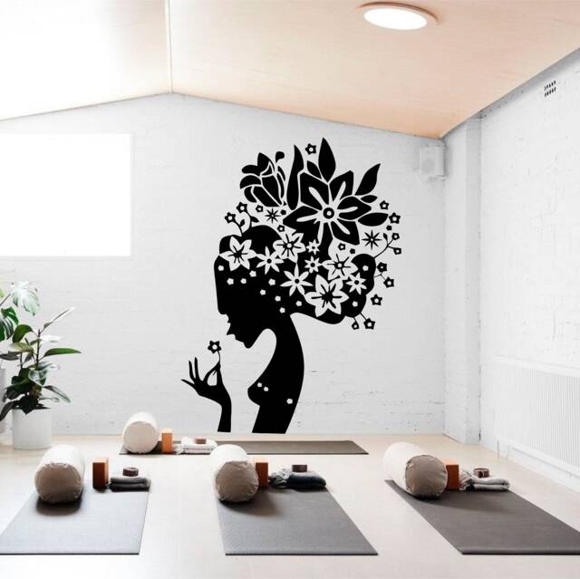 Floral Woman Vinyl Wall Art, Decal, Sticker, Transfer, Mural, Decor, Rent Friendly, Interior, Exterior, Full - 0434 - image 1